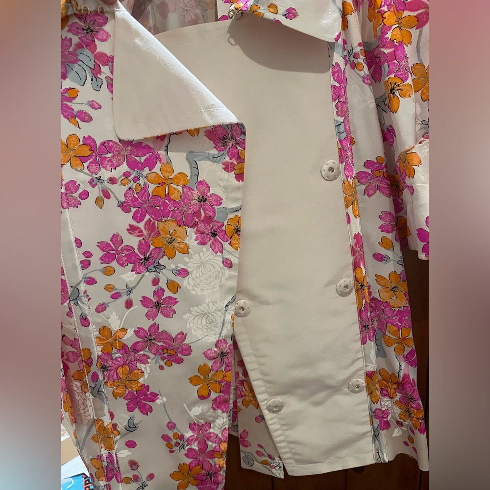 Roberto Cavalli Silk Floral Double Breasted Belted Blazer/top Size 40 IT - Picture 13 of 17